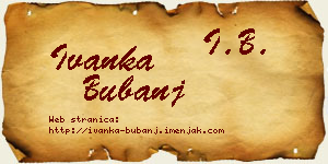 Ivanka Bubanj vizit kartica
